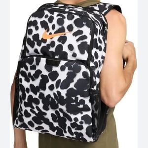Nike Black and White Backpack with Orange Logo XL Brasila